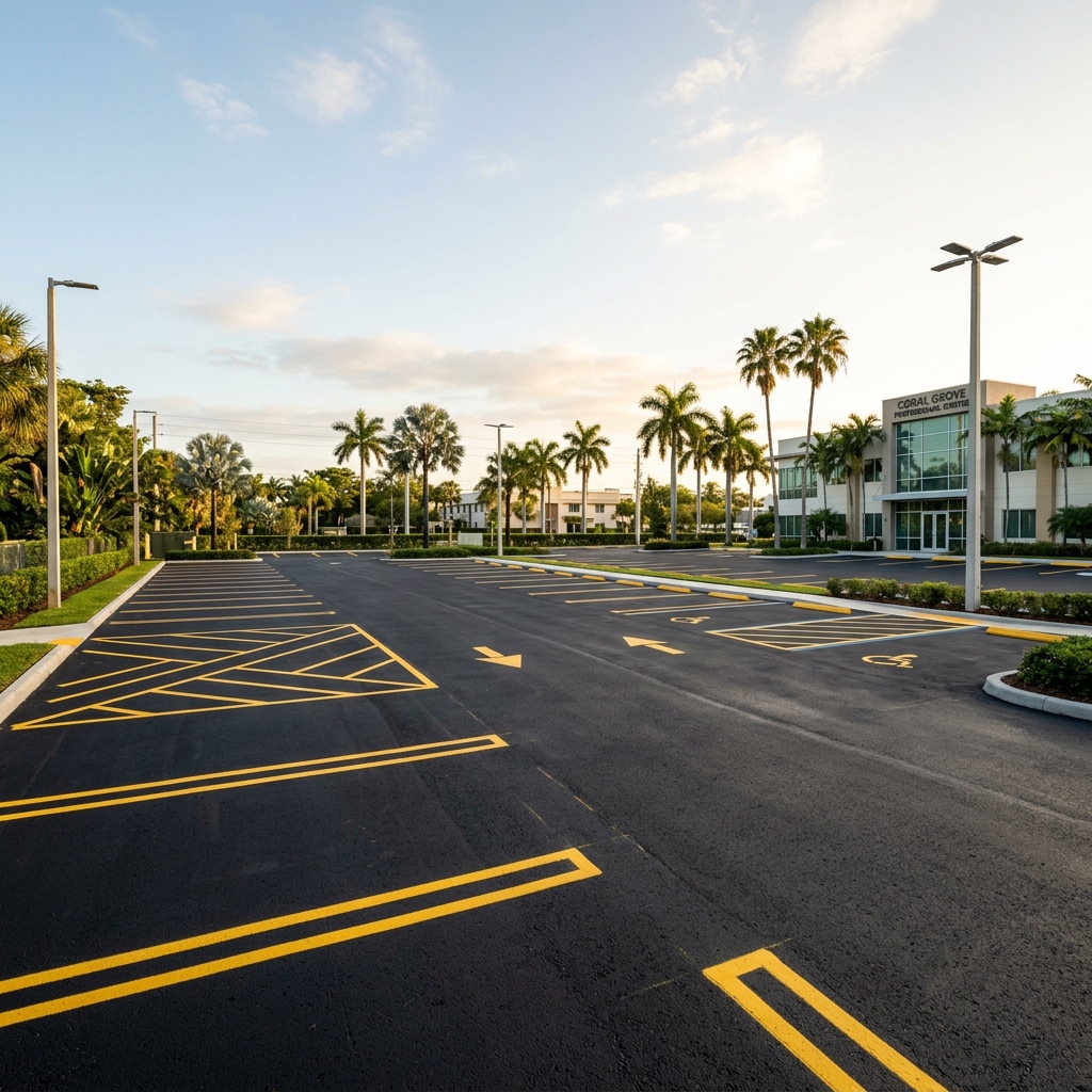 Commercial asphalt repair near Oceanfront Park in Boynton Beach